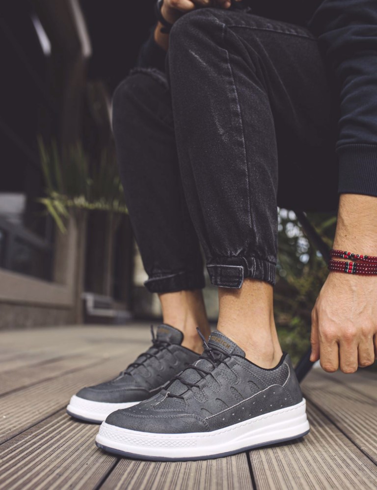 Ανδρικά ανθρακί Sneakers με κορδόνια CH040 φωτογραφία